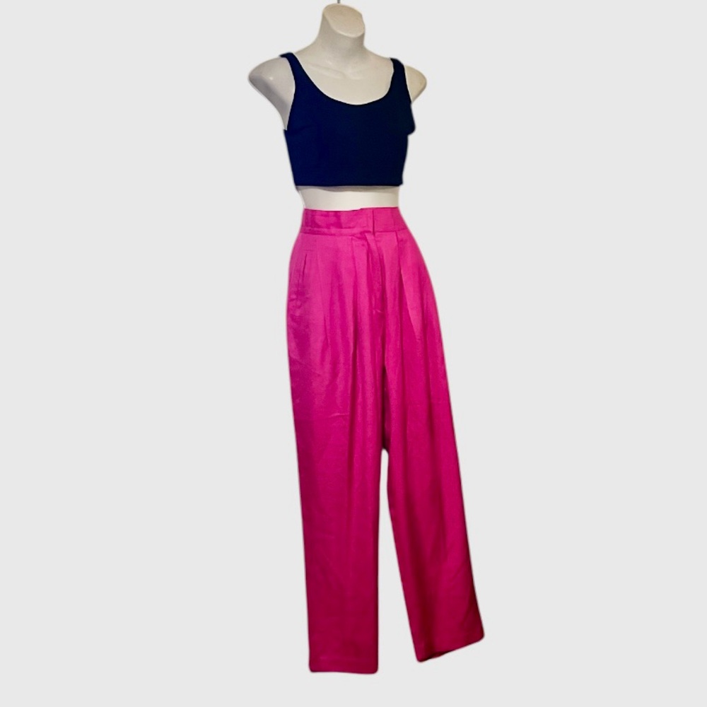 Karen Kane Women’s Fuchsia Pink Ultra High Waisted Pleated Tapered Pants Sz 26